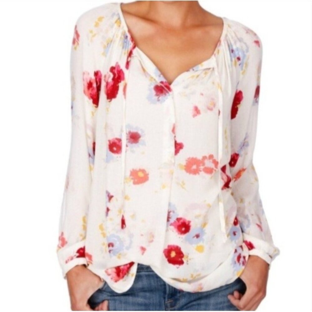 Lucky Brand Floral Tunic Blouse Long Sleeve Top S
